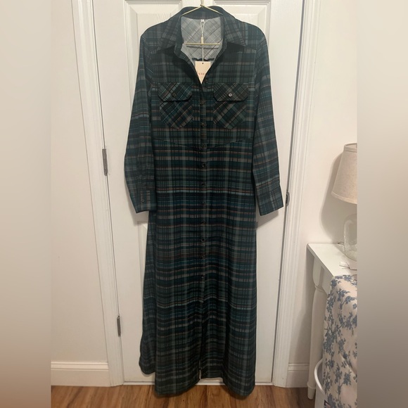 Modesees Plaid Button-Front Shirt Dress NWT - Picture 2 of 10